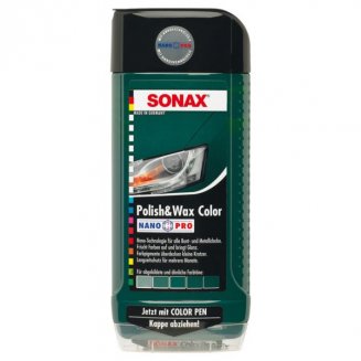 Sonax Цветной полироль с воском + карандаш (зеленый) NanoPro 0,5л