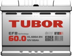 Аккумулятор TUBOR EFB 6CT-60.0 VL 600A