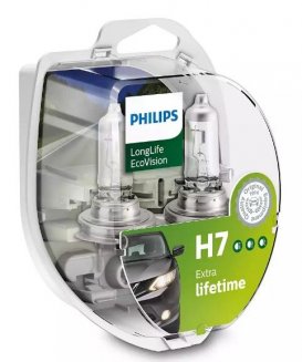 PHILIPS H7 Лампы автомобильные LONGLIFE ECO VISION (2шт) 12972LLECOS2