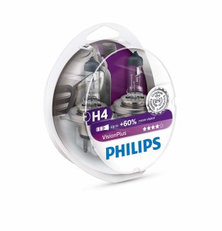 PHILIPS H4 Лампы автомобильные +60% VISION PHILIPS (2шт) 12342VPS2