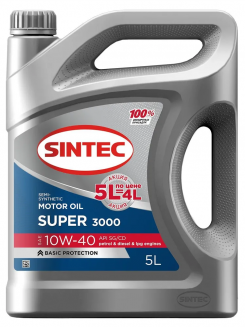 АКЦИЯ!!! SINTEC SUPER 3000 10W-40 SG/CD 5л Масло моторное