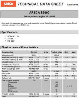 ARECA S3000 10W-40 1л Масло моторное