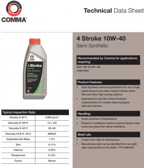 COMMA 4 STROKE 10W-40 Semy Sinthetic 1л Масло моторное