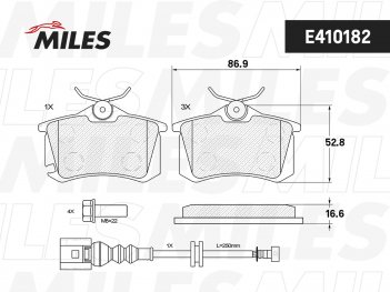 MILES E410182 Колодки тормозные задние (VAG)