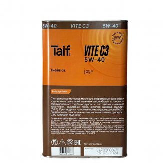 TAIF VITE (PAO) 5W-40 SN C3 4л Масло моторное