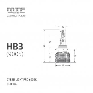 MTF Light Cyber Light Pro HB3 12V 65W 6000K 6500lm CPB3K6 Светодиодные автомобильные лампы
