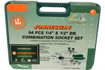 JONNESWAY Набор инструмента 94 предмета 1/4", 1/2"DR S04H52494S 047400