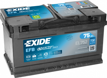 EXIDE EL752 Аккумулятор EFB 75Ah 730A о.п.