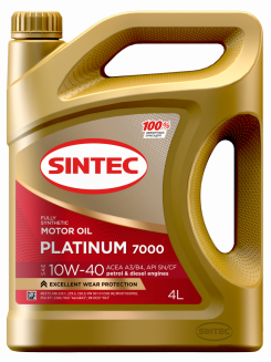 SINTEC PLATINUM 7000 10W-40 A3/B4 API SN/CF 4л (синт) Масло моторное