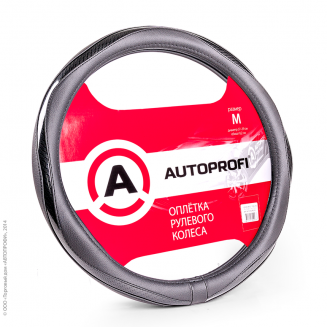 AUTOPROFI AP-1413 BK/RD Оплетка д/перетяжки руля, экокожа, рамз.М